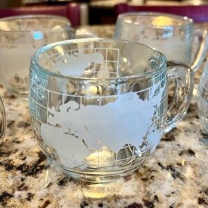 Vintage Nestle Nescafé Etched Clear Glass World Map Mug